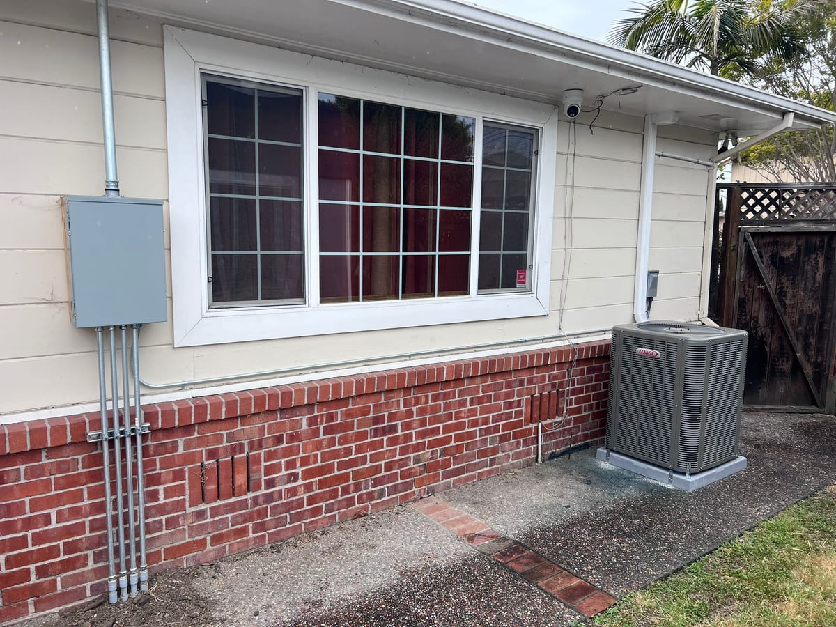 Lennox high-efficiency outdoor condenser installed by Galaxy Heating & Air at a West Atherton estate