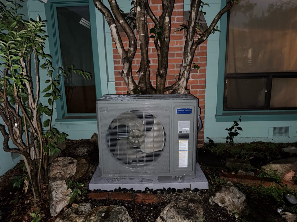 American Standard outdoor air conditioner condenser installed by Galaxy Heating & Air at a San Leandro Hills home